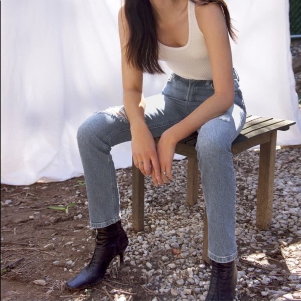 Reformation High Rise Distressed Denim Jeans